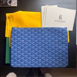 Blue and White Goyard Pouch